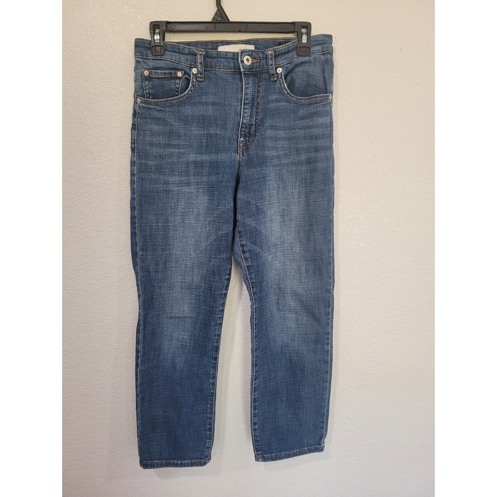 Ella Moss High Waist Straight Leg Cropped Jeans Medium Wash Blue Size‎ 4/27 #8